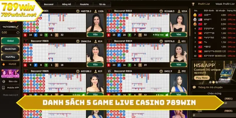 Danh sách 5 game Live casino 789WIN