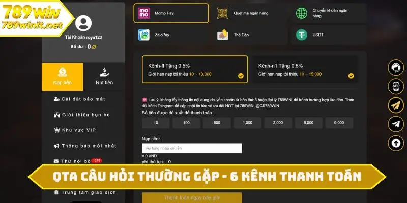 QTA câu hỏi thường gặp - 6 kênh thanh toán