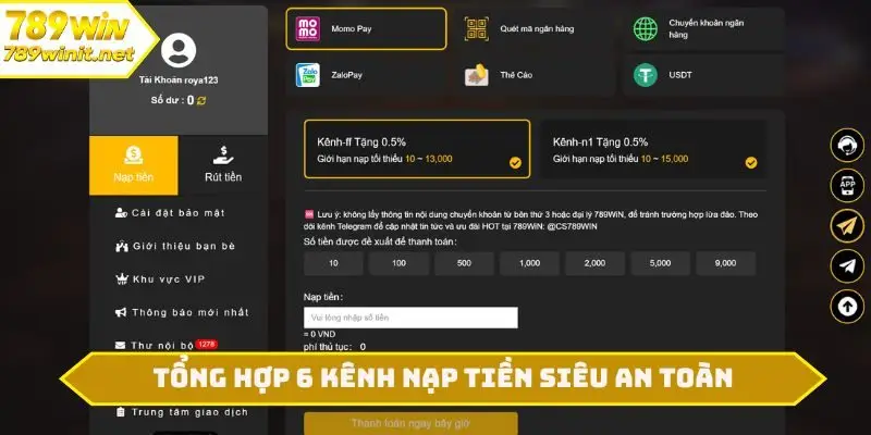 Tổng hợp 6 kênh nạp tiền siêu an toàn